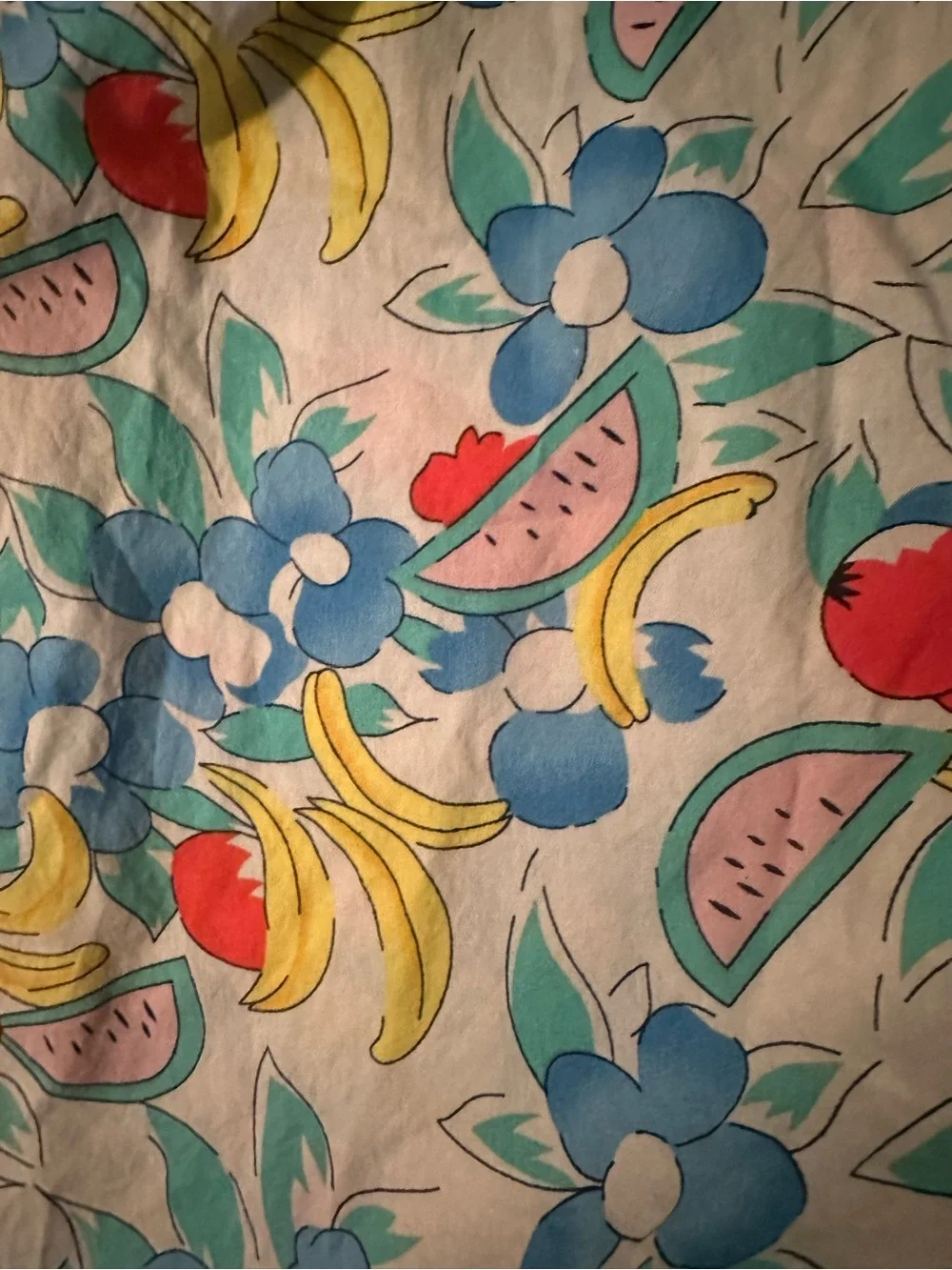Women’s White Floral & Fruit Cutout Romper - Blue/Yellow/Red Small - Picture 4 of 6